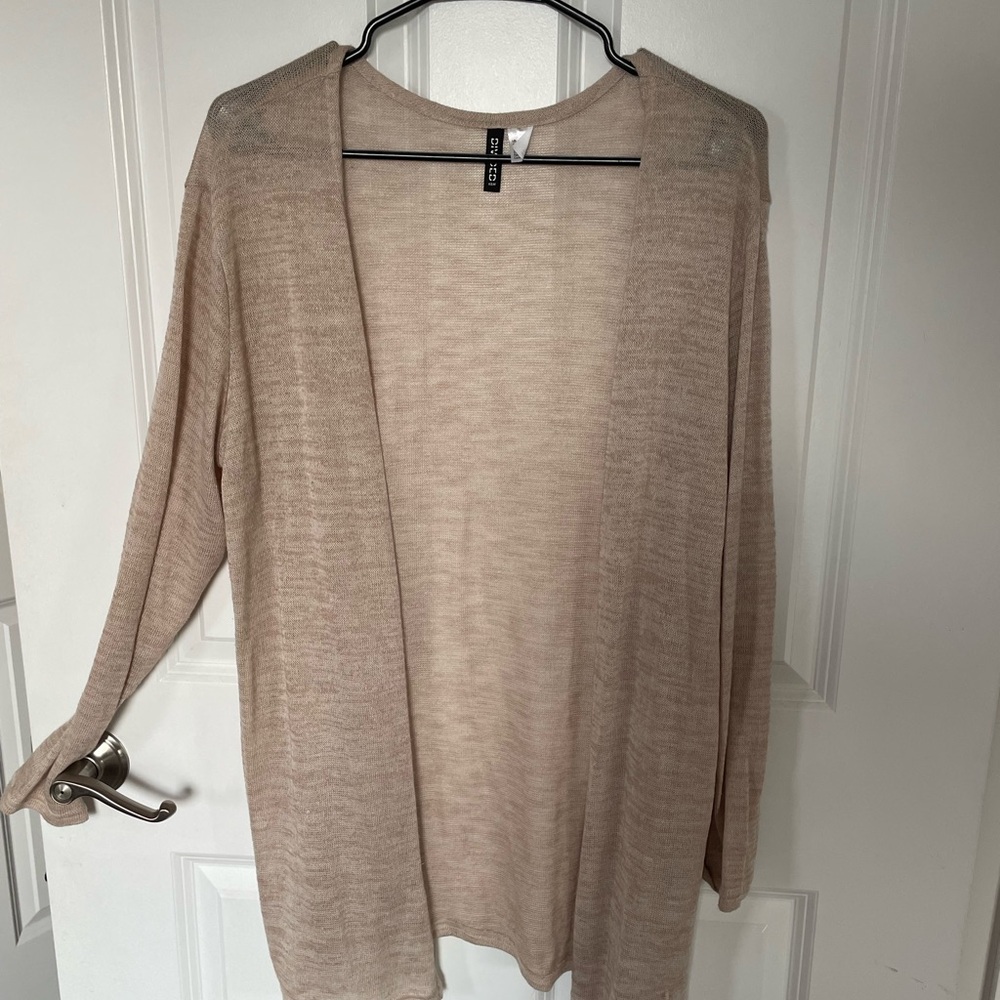 Beige Open-Front Light Weight Cardigan Sweater